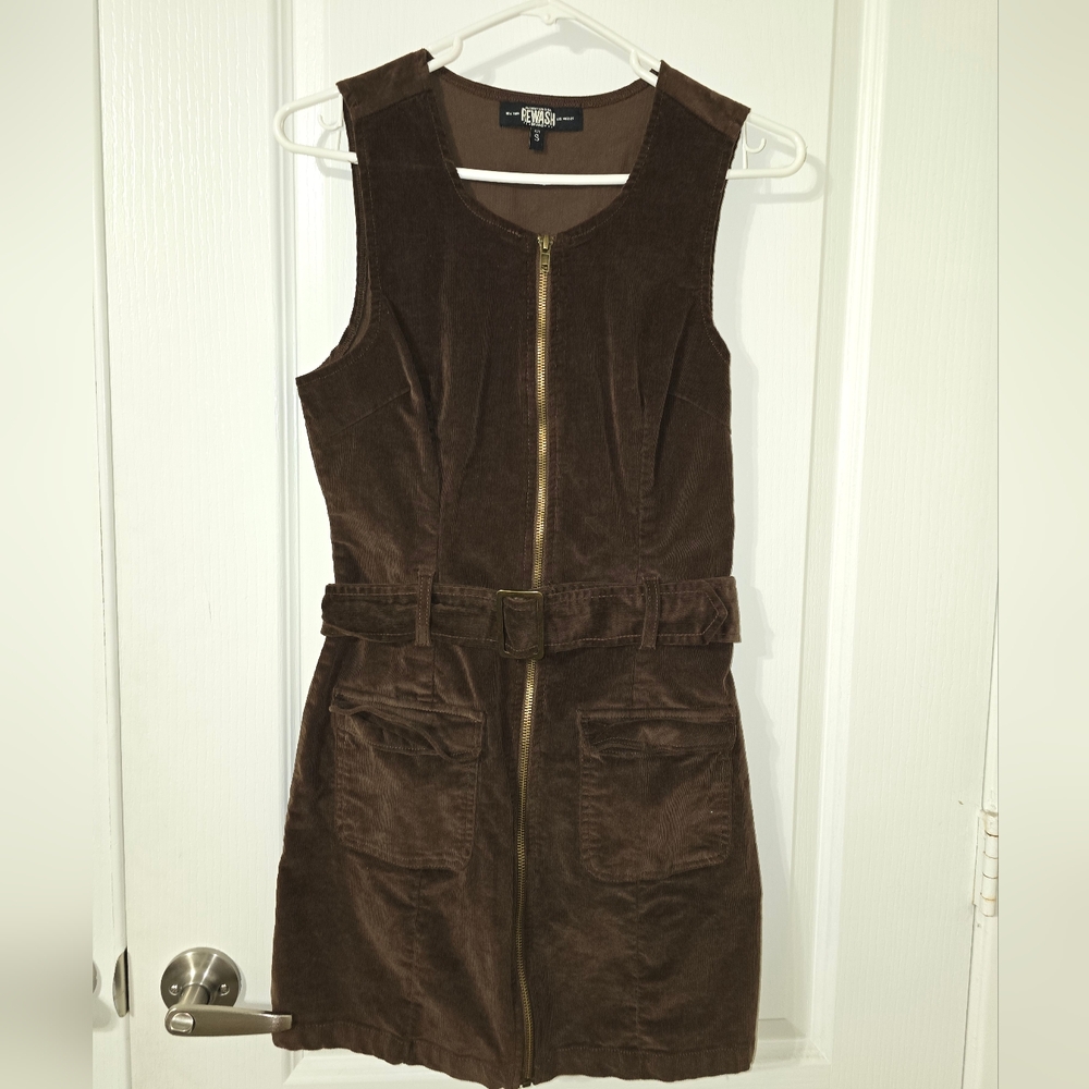 Brown suede dress with belt